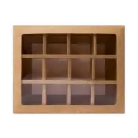 Коробка для 12 конфет, крафт, 19×15×3.5 см