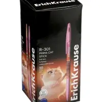 Ручка шариковая ErichKrause Prima Cat Stick, узел 0.7 мм, синяя, МИКС