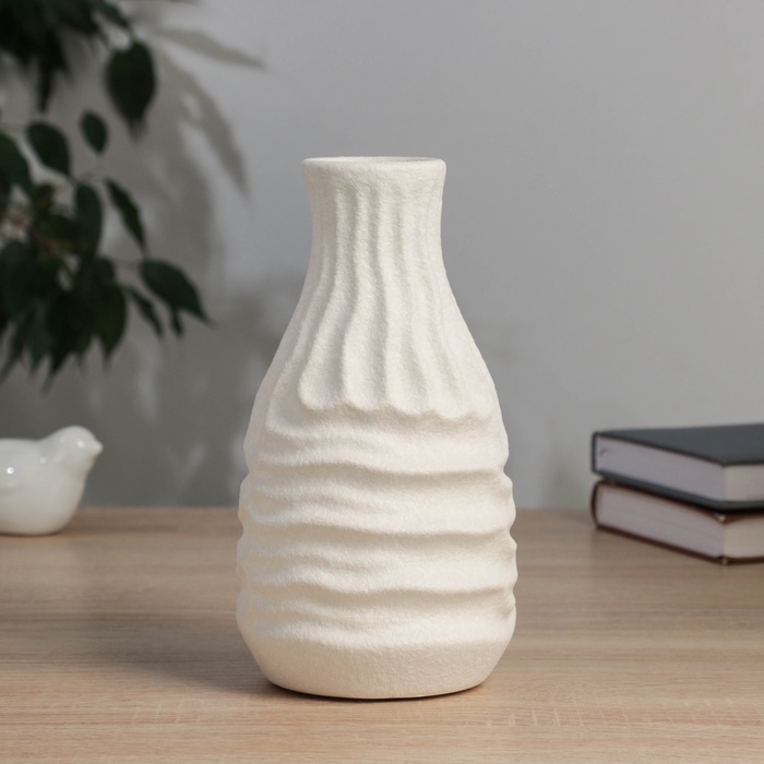 Керамическая ваза декоративная настольная «Нейтен», для цветов, сухоцветов, d-5 см, 20×10.5 см, белый Керамическая ваза декоративная настольная «Нейтен», для цветов, сухоцветов, d-5 см, 20×10.5 см, белый