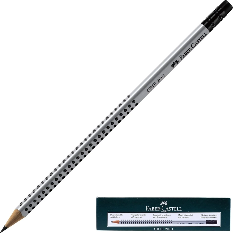Карандаш чернографитный Faber-Castell GRIP 2001, НВ, с ласт /117200
