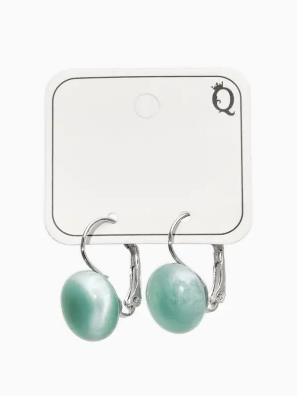 Серьги пластик "Таблетка" кошачий глаз, цвет голубой в серебре