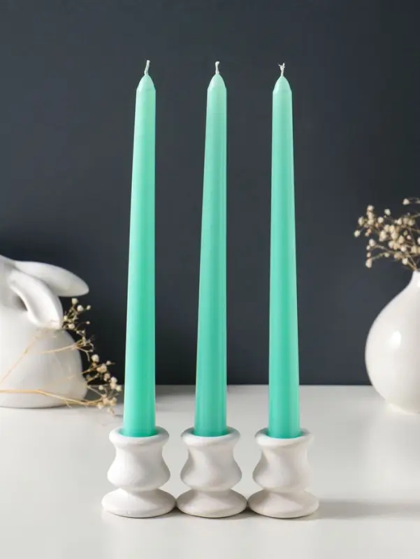 Набор свечей античных 25 см, 3 шт., 58 г, 7 ч, мятный
