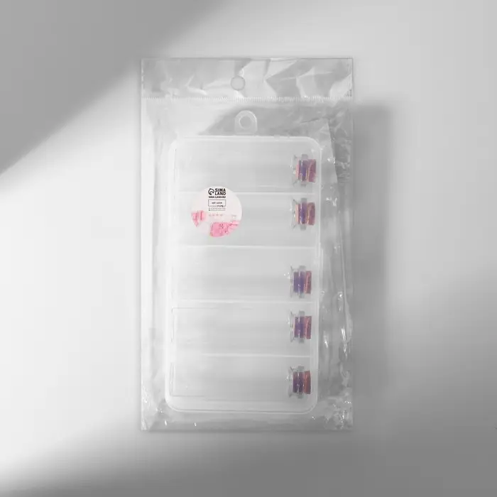 Набор баночек для хранения бисера, d=2.2 × 8 см, 5 шт., в контейнере, 16.3×9×2.4 см