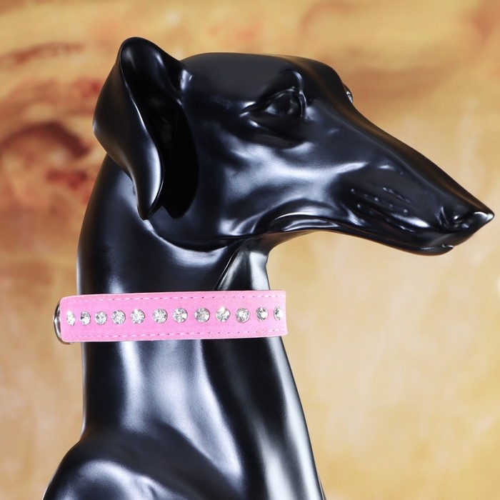 Ошейник Ошейник "Бархат и стразы", 31 х 1,3/2 см, ОШ 22-28 см, розовый