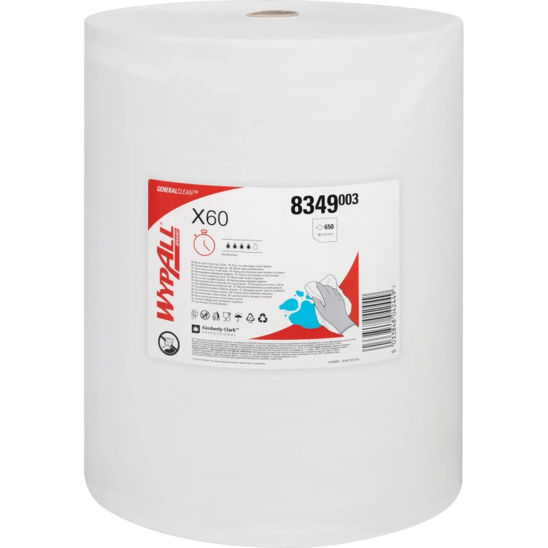 Материал протирочный нетканый рулWYPALLx X60 LR W 650s 38,5x41,5см бел 8349