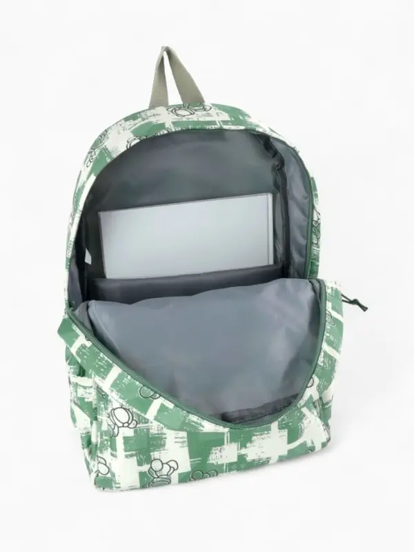 Рюкзак школьный на молнии, с карманами, с принтом, размер 28.5&times;12&times;41 см, зелёный