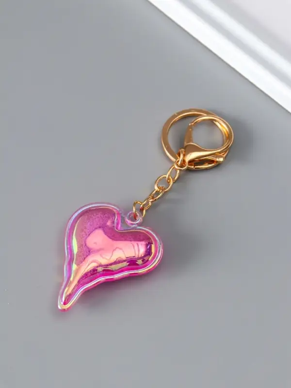 Брелок пластик голография с карабином "Розовое сердце, мыльный пузырь" 5,2х4,2х1,2 см