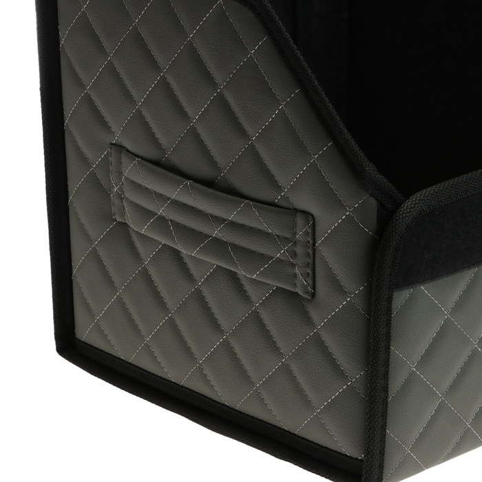 Органайзер кофр в автомобиль Cartage саквояж, экокожа стеганая, 50х30х30 см, серый