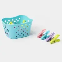 Прищепки для белья в синей корзинке Доляна, 6 см, 20 шт., МИКС