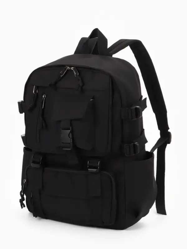 Рюкзак школьный, спортивный, однотонный, 1 отделение, 8 карманов, 31&times;12&times;42 см, чёрный