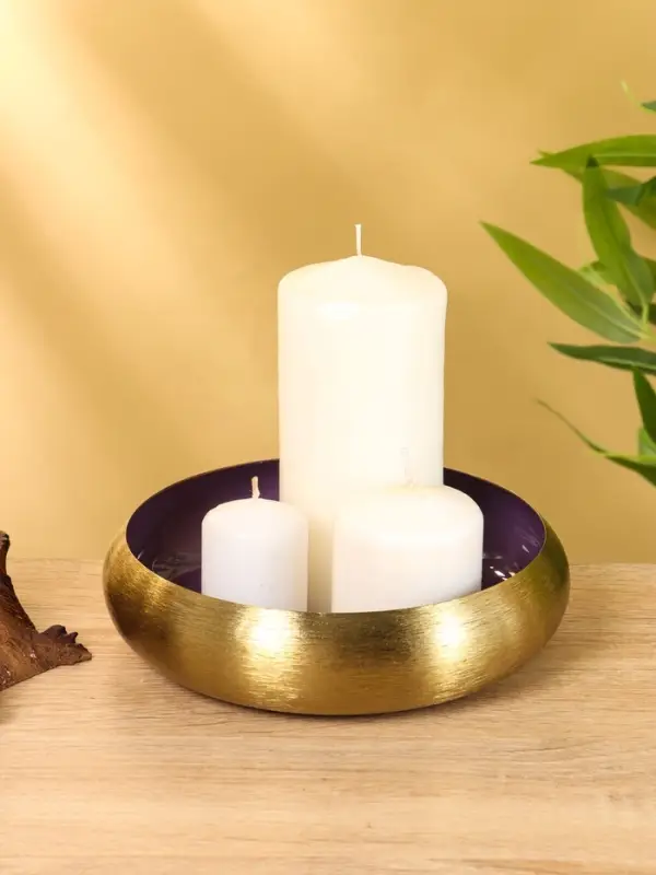 Подсвечник золотой с фиолетовым покрытием, 18×18×5 см