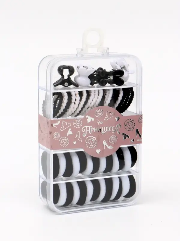 Набор резинок и заколок в контейнере, Принцессы