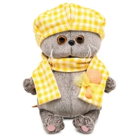 Мягкая игрушка «Кот Басик BABY в берете и шарфе в клетку», 20 см