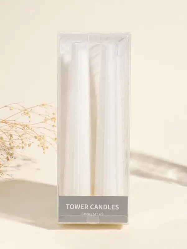 Набор свечей, 3.5х23 см, 2 шт "Башня" белый 4х9,5х25 см