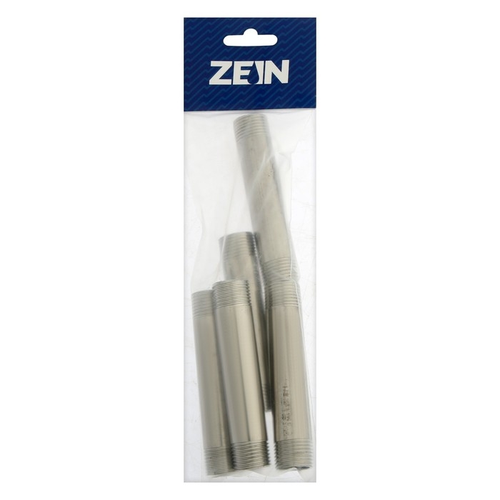 Бочонок ZEIN, 1/2 Бочонок ZEIN, 1/2", длина 100 мм, наружная резьба, нержавеющая сталь, фасовка 5 шт.