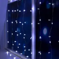 Гирлянда &laquo;Занавес&raquo; 1&times;1 м, роса, IP20, серебристая нить, 100 LED, свечение белое, 12 В
