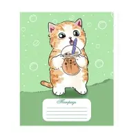 Тетрадь 18 листов в линию Calligrata "Котятки", обложка мелованная бумага, ВД-лак, блок №2 (серые листы) МИКС