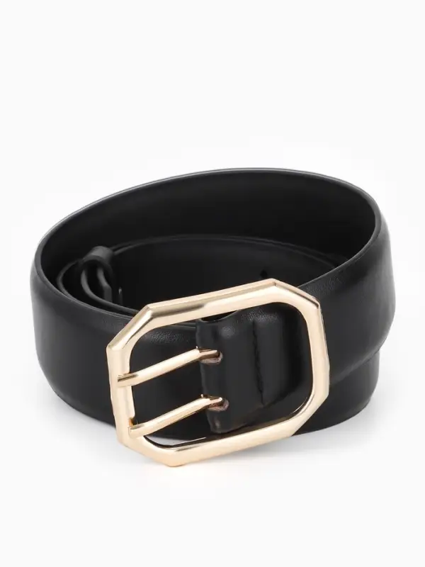 Ремень жен, 06-01-01-02, 3,5*0,3*110 см, без винта, пряжка золото, 2 прокол, черный