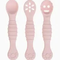 Ложка детская для прикорма, силикон, набор 3 шт., розовый M&B