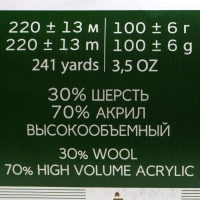 Пряжа для вязания спицами, крючком «Пехорский текстиль. Народная», 30% шерсть, 70% акрил объёмный, 220 м/100 г, (420 Арктика)
