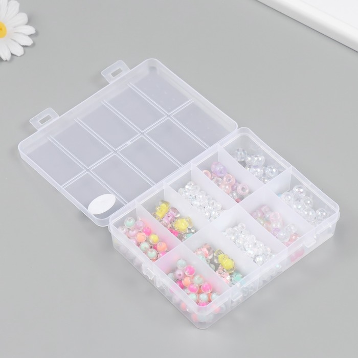 Бусины в шкатулке Бусины в шкатулке "Фигурное ассорти" 10 делений 10,5х13,5х3 см