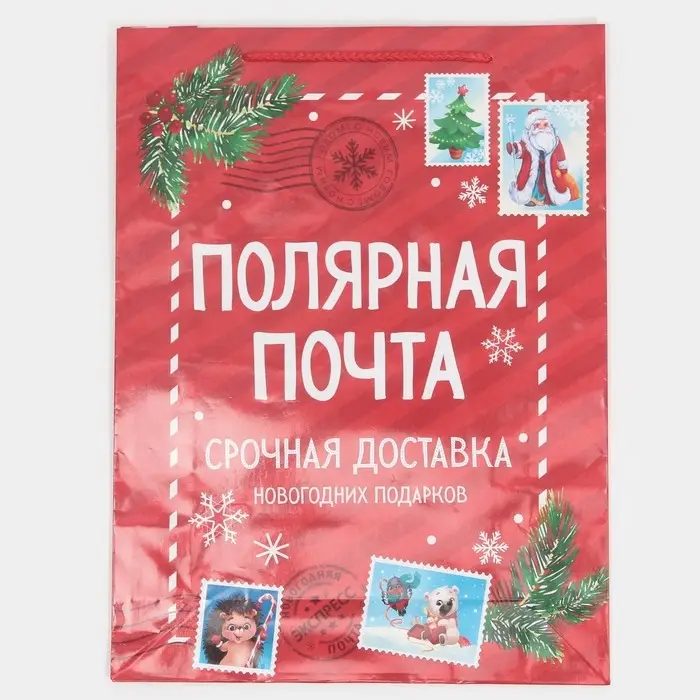 Пакет подарочный новогодний ламинированный «Полярная почта», L 28 х 38 х 9 см Пакет подарочный новогодний ламинированный «Полярная почта», L 28 х 38 х 9 см