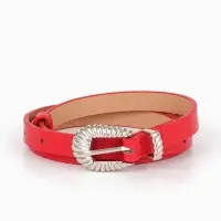 Ремень жен, 02-01-02-01, 1,5*0,3*110 см, без винта, пряжка серебро, 1 прокол, красный