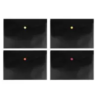 Папка-конверт на кнопке А5, 150 мкм, Calligrata "No Secret", непрозрачная, черная, микс цветные кнопки