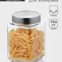 Банка для сыпучих Доляна &laquo;Призма&raquo;, 750 мл, 9&times;14.5 см, с металлической крышкой, стекло, прозрачная