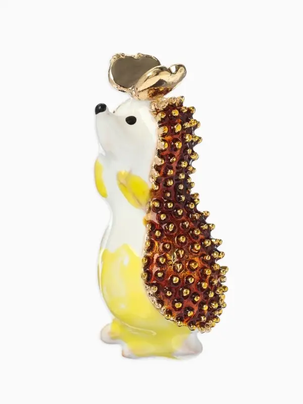 Брошь &laquo;Ёжик&raquo;, с бабочкой, цветная в золоте