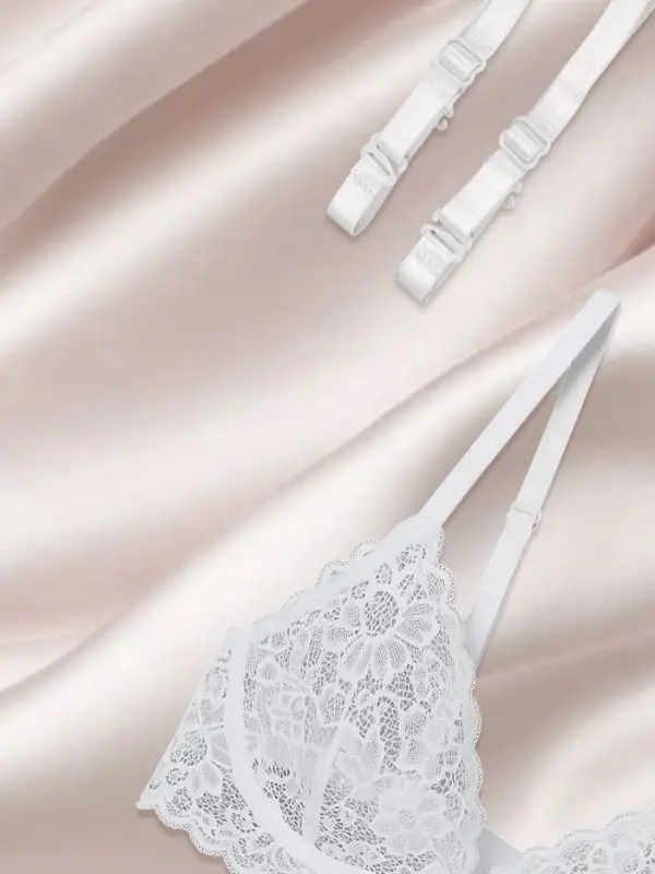 Лямки для бюстгальтера, текстильные, 1 см, 37 см, пара, белые Лямки для бюстгальтера, текстильные, 1 см, 37 см, пара, белые