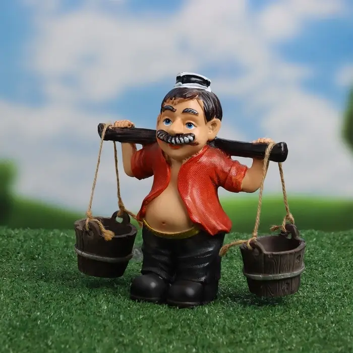Садовая фигура из полистоуна &laquo;Дедушка с ведрами&raquo;, 20&times;7&times;19 см, Greengo