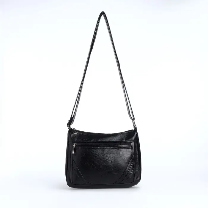 Сумка женская, кросс-боди, средний размер, на молнии, 20&times;8.5&times;15 см, чёрная