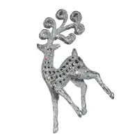 Ёлочные игрушки 2 шт. &laquo;Зимнее волшебство. Ажурный олень в блёстках&raquo; пластик, 5.5&times;12 см, серебро/золото