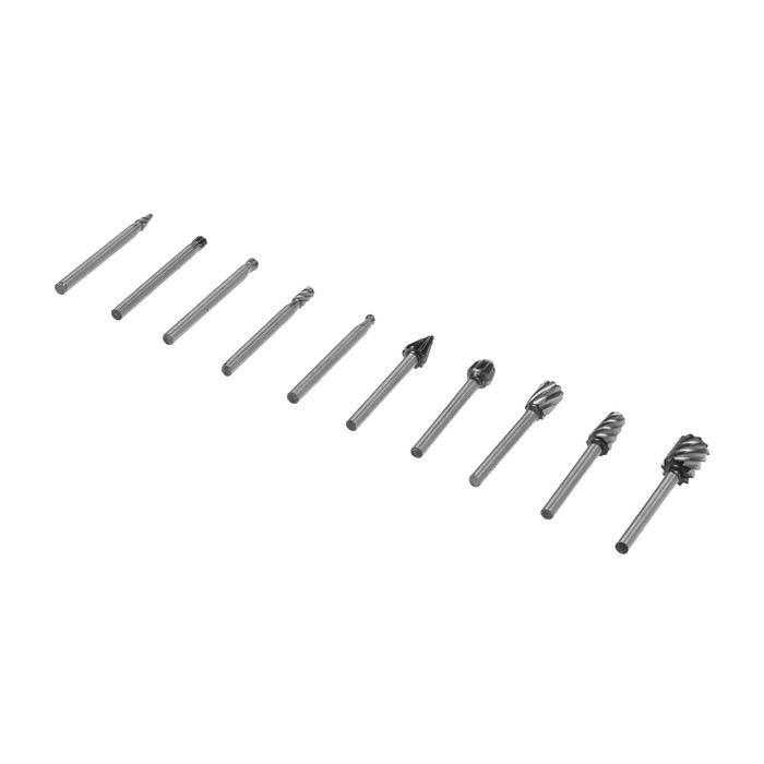 Набор шарошек по дереву и пластику ТУНДРА, диаметр хвостовика 3 мм, 10 шт. Набор шарошек по дереву и пластику ТУНДРА, диаметр хвостовика 3 мм, 10 шт.