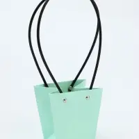 Сумка для цветов тиснение мята влагостойкая, 12&times;12 - 8&times;8 - 12.5 см