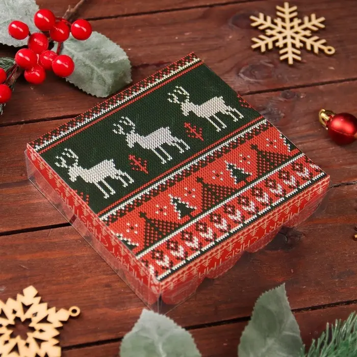 Коробка для печенья, «Скандинавия», 12×12×3 см, Новый год Коробка для печенья, «Скандинавия», 12×12×3 см, Новый год