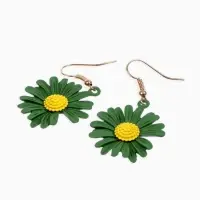 Серьги металл &laquo;Яркость&raquo;, ромашки, жёлто-зелёные
