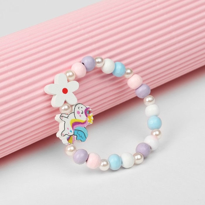 Браслет детский «Выбражулька» единорожка-принц с цветком, цветной Браслет детский «Выбражулька» единорожка-принц с цветком, цветной