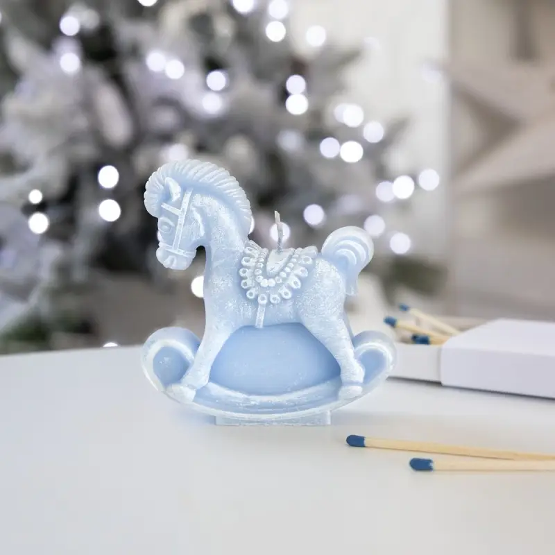 Свеча фигурная «Лошадка-качалка», голубая