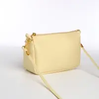 Сумка женская кросс-боди на молнии, 18&times;6.5&times;12 см, бежевая