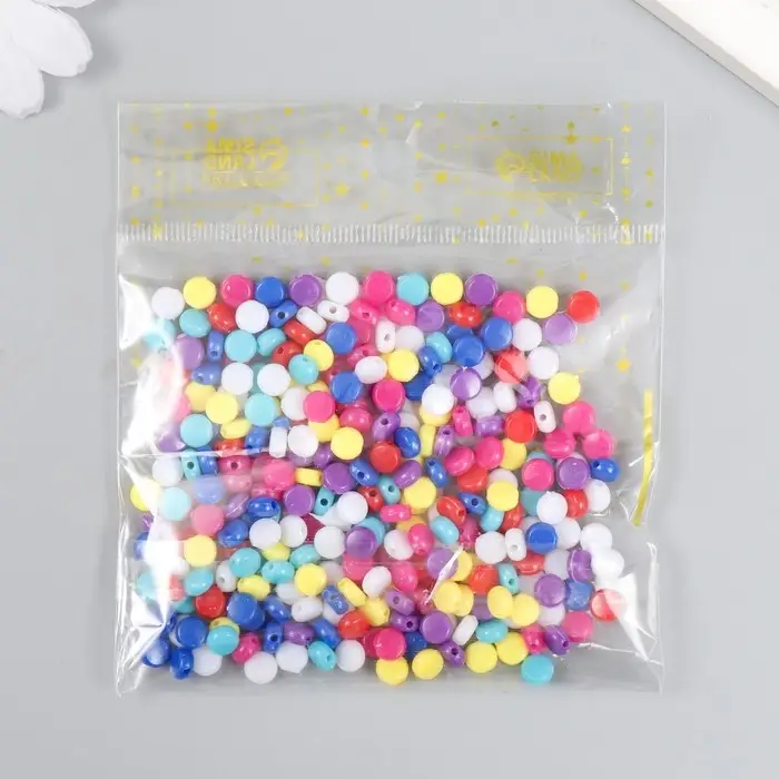 Бусины для творчества пластик  Бусины для творчества пластик "Цветные кругляшки" набор 20 гр 0,3х0,5х0,5 см
