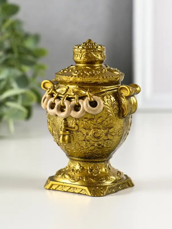 Фигурка гипс &laquo;Самовар&raquo;, 10&times;7 см, под золото