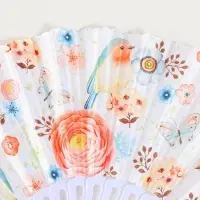 Веер пластик, текстиль "Птички и цветы" МИКС 23 см