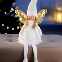 Светодиодная фигура &laquo;Кукла в белом&raquo; 70 см, текстиль, 6 LED, от батареек AG10&times;3, свечение тёплое белое