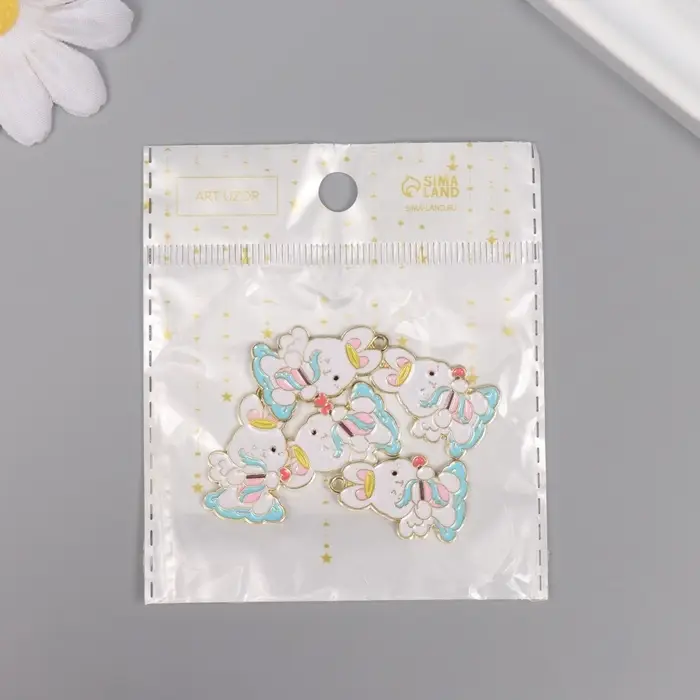 Декор для творчества металл, эмаль Декор для творчества металл, эмаль "Зайчик-купидон" 2,7х1,7 см