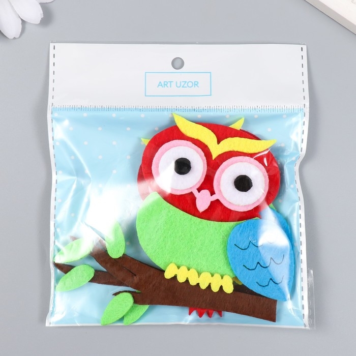 Декор для творчества войлок Декор для творчества войлок "Совушка на ветке" набор 2 шт 11х9 см