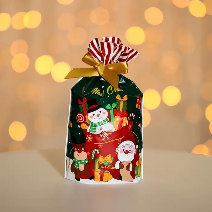 Пакет полиэтиленовый подарочный, с завязками  Пакет полиэтиленовый подарочный, с завязками "Подарки" МИКС, 15х23 см