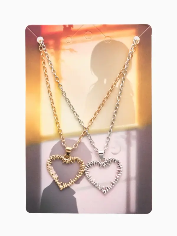 Кулоны парные на цепочке &laquo;Неразлучники. Сердца с шипами&raquo;, L=45 см, набор 2 шт. цвет серебро, золото