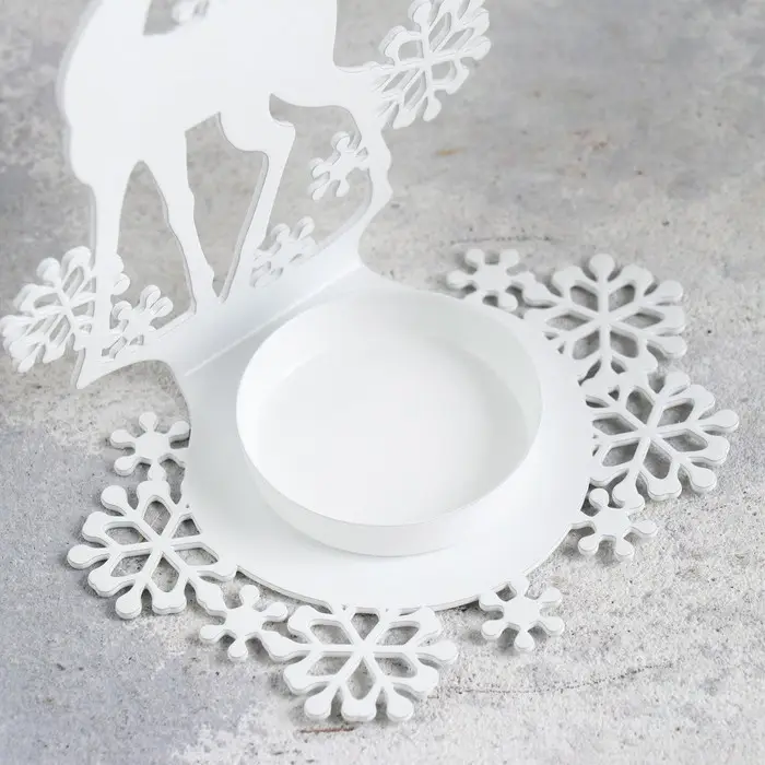 Подсвечник  Подсвечник "Олень" металл на одну свечу, 6,5х9,6х14,5 см, белый